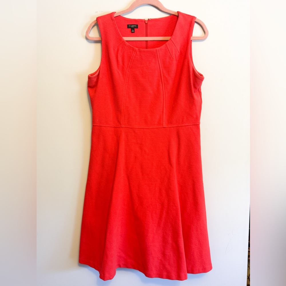 Talbots Red Sleeveless Fit-and-Flare Dress